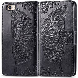 Mobigear Butterfly iPhone 16e Hülle Klapphülle Geldbörse - Schwarz