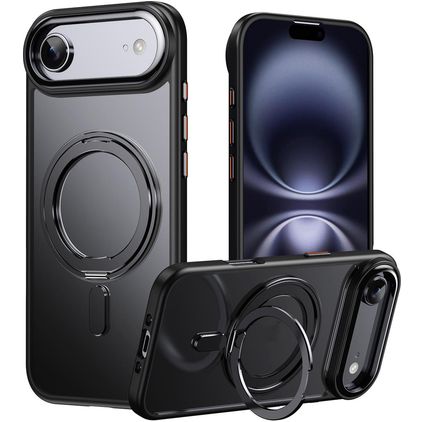 Mobigear Frosted Mag iPhone Air MagSafe Hülle Hardcase Backcover mit Ständer - Schwarz