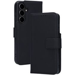 Mobiparts Wallet Samsung Galaxy S25 FE Hülle Echtes Leder Klapphülle Geldbörse - Schwarz