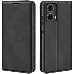 Mobigear Retro Slim Motorola Moto G85 Hülle Klapphülle Geldbörse - Schwarz