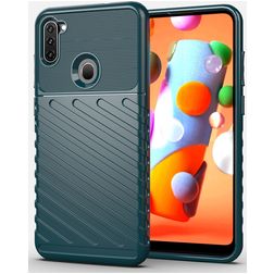 Mobigear Groove Samsung Galaxy A11 Hülle Flexibles TPU Backcover - Grün