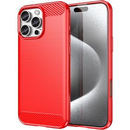 Mobigear Brushed Slim iPhone 16 Pro Hülle Flexibles TPU Backcover - Rot