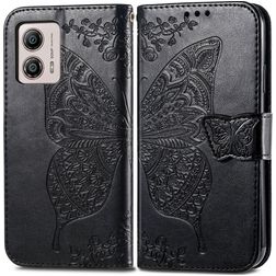 Mobigear Butterfly Motorola Moto G53 5G Hülle Klapphülle Geldbörse - Schwarz