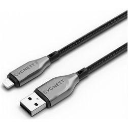 Cygnett Armoured USB-A auf Apple Lightning MFI Kabel 1 Meter - Schwarz