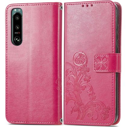 Mobigear clover Sony Xperia 5 IV Hülle Klapphülle Geldbörse - Magenta
