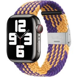 Mobigear Braided Nylon Apple Watch Armband Klappschließe - 49/46/45/44 mm - Orange / Lila