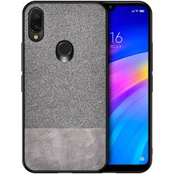 Mobigear Fabric Xiaomi Redmi 7 Hülle Hardcase Backcover - Grau