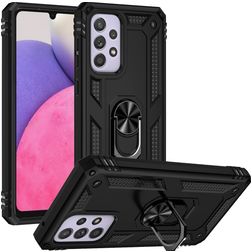 Mobigear Armor Ring Samsung Galaxy A33 Hardcase Backcover Shockproof mit Ringhalter - Schwarz