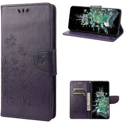 Mobigear Butterfly OnePlus 10T Hülle Klapphülle Geldbörse - Lila