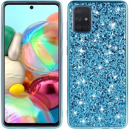 Mobigear Glitter Samsung Galaxy A73 Hülle Hardcase Backcover - Blau