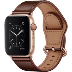 Mobigear Venezia Leder Apple Watch Armband Dornschließe - 42/41/40/38 mm - Braun