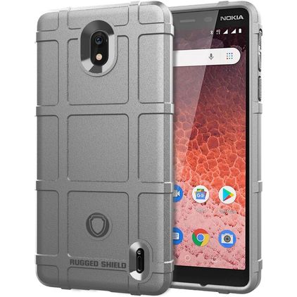 Mobigear Rugged Shield Nokia 1 Plus Hülle Flexibles TPU Backcover Stoßfest - Grau