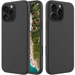 Mobigear Rubber Touch iPhone 16 Pro Max Silikon Hülle Backcover - Schwarz