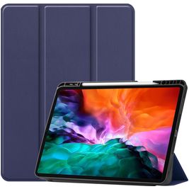 Mobigear Tri-Fold Gel iPad Pro 12.9 Zoll (2021) Hülle TPU,Kunstleder Klapphülle + Stifthalter - Dunkelblau
