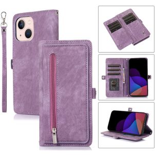 Mobigear Zipper iPhone 14 Plus Hülle Klapphülle Geldbörse - Lila