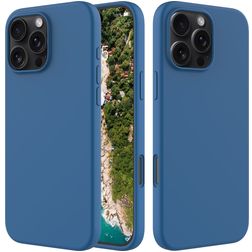 Mobigear Rubber Touch iPhone 16 Pro Silikon Hülle Backcover - Blau