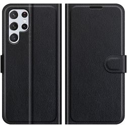 Mobigear Classic Samsung Galaxy S22 Ultra Hülle Klapphülle Geldbörse - Schwarz