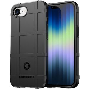 Mobigear Rugged Shield iPhone 16e Hülle Flexibles TPU Backcover Stoßfest - Schwarz