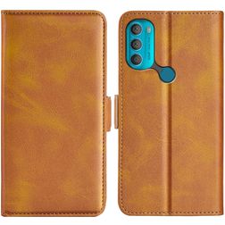 Mobigear Slim Magnet Motorola Moto G71 5G Hülle Klapphülle Geldbörse - Cognac
