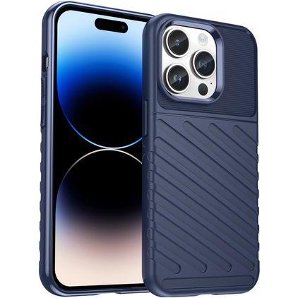Mobigear Groove iPhone 15 Pro Hülle Flexibles TPU Backcover - Blau