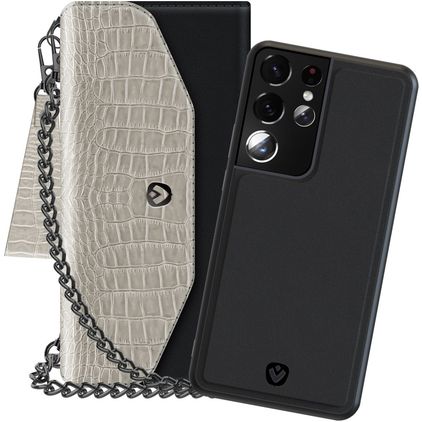 Valenta Luxe Samsung Galaxy S21 Ultra Hülle Abnehmbare 2in1 Clutch - Schwarz