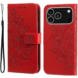 Mobigear Flowers iPhone 17 Pro Hülle Klapphülle Geldbörse - Rot