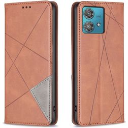 Mobigear Rhombus Slim Motorola Edge 40 Neo Hülle Klapphülle - Braun