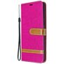 Mobigear Fabric Samsung Galaxy A21 Hülle Stoff Klapphülle Geldbörse - Magenta
