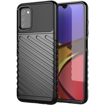 Mobigear Groove Samsung Galaxy A03s Hülle Flexibles TPU Backcover - Schwarz