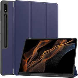 Mobigear Tri-Fold Gel Samsung Galaxy Tab S9 Ultra Hülle TPU,Kunstleder Klapphülle + Stifthalter - Dunkelblau