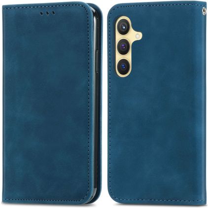 Mobigear Retro Slim Samsung Galaxy S25 Plus Hülle Klapphülle Geldbörse - Blau