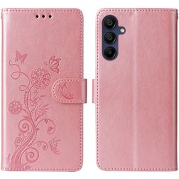 Mobigear Flowers Samsung Galaxy A17 Hülle Klapphülle Geldbörse - Roségold