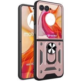 Mobigear Armor Ring Motorola Razr 50 Ultra Hülle Hardcase Backcover Stoßfest mit Ringhalter - Roségold