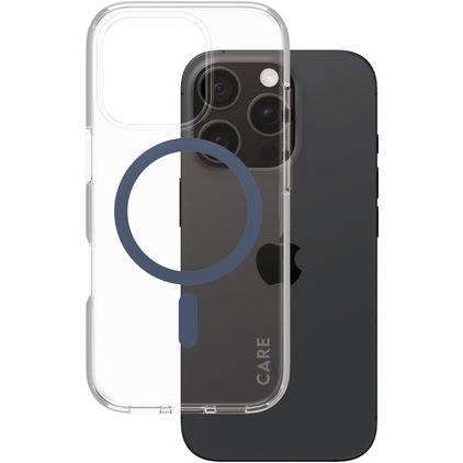 CARE by PanzerGlass Flagship iPhone 16 Pro MagSafe Hülle Hardcase Backcover - Transparent / Blau