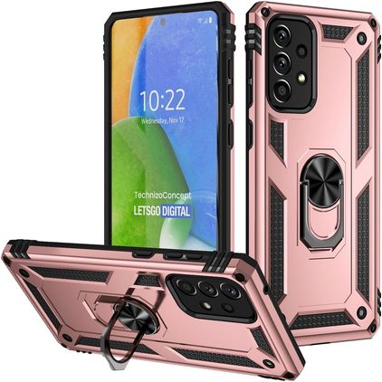 Mobigear Armor Ring Samsung Galaxy A73 Hülle Hardcase Backcover Stoßfest mit Ringhalter - Roségold