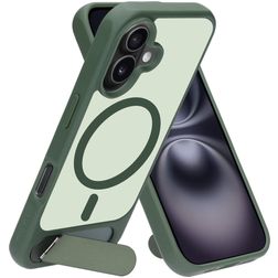 Mobiparts Hardcover iPhone 16 MagSafe Hülle Hardcase Backcover mit Ständer - Satin Green