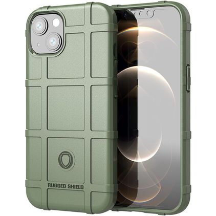 Mobigear Rugged Shield iPhone 13 Mini Hülle Flexibles TPU Backcover Stoßfest - Grün