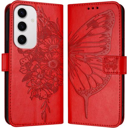 Mobigear Butterfly Samsung Galaxy S24 FE Hülle Klapphülle Geldbörse - Rot