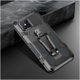 Mobigear Armor Stand iPhone 12 Pro Hülle Hardcase Backcover Stoßfest mit Ständer - Grau