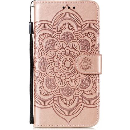 Mobigear Mandala Motorola Moto E6s (2020) Hülle Klapphülle Geldbörse - Roségold