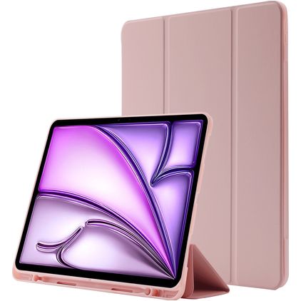 Mobigear Tri-Fold Gel iPad Air 13 Zoll (2024) Hülle TPU,Kunstleder Klapphülle + Stifthalter - Pink