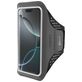 Mobiparts Comfort Fit Handyhalterung Joggen iPhone 16 Pro Sporthülle Neopren Sportarmband - Schwarz