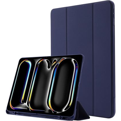 Mobigear Tri-Fold Gel iPad Pro 13 Zoll (2025) Hülle TPU,Kunstleder Klapphülle + Stifthalter - Dunkelblau
