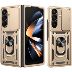 Mobigear Armor Ring Cam Slide Samsung Galaxy Z Fold 8 Ultra Hülle Hardcase Backcover Stoßfest mit Ringhalter und Kamera Slider - Gold