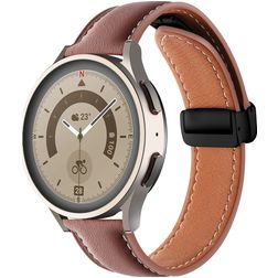 Mobigear Stitched Leder Smartwatch Armband Magnetverschluss - 22 mm - Braun