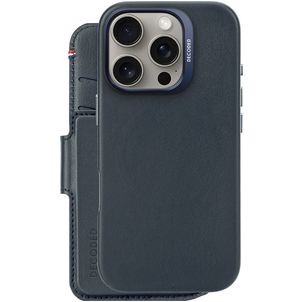 Decoded Detachable Wallet iPhone 16 Pro MagSafe Hülle Echtes Leder Abnehmbare 2in1 Klapphülle Geldbörse - Marineblau