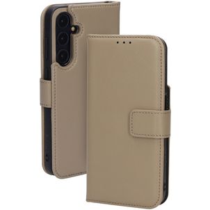 Mobiparts Samsung Galaxy A55 Hülle Echtes Leder Klapphülle Geldbörse - Taupe