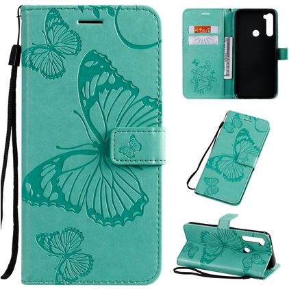 Mobigear Butterfly Xiaomi Redmi Note 8T Hülle Klapphülle Geldbörse - Türkis
