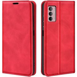 Mobigear Retro Slim Motorola Moto G42 Hülle Klapphülle Geldbörse - Rot