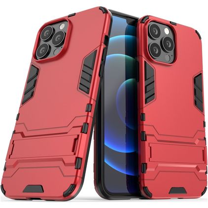 Mobigear Armor Stand iPhone 13 Pro Max Hülle Hardcase Backcover Stoßfest mit Ständer - Rot